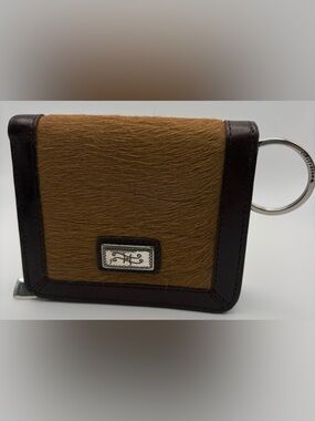 Vintage Brighton Tan & Chocolate Brown Pony / Calf Hair Leather Bifold Wallet